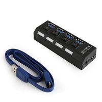 Gembird UHB-U3P4-22 USB 3.0 Hub & Hub (Gen 1) Type A 5000 Mbit/s, zwart - Hubs & Hub (USB 3.0 (3.1 Gen 1) Type-A, 5000 Mbit/s, zwart, voeding, 100 mm, 35 mm)