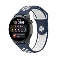 By Qubix - Sport Edition - Donkerblauw + wit - Compatible met Xiaomi Mi Watch/Compatible met Xiaomi Watch 2 / Compatible met Xiaomi Watch S1 / S2 / S3 / S4 - Compatible Xiaomi bandje