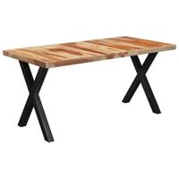 vidaXL Eettafel met X-vormige poten 160x80x77 cm massief sheeshamhout