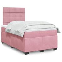 vidaXL Boxspring met matras fluweel roze 120x190 cm, boxspring, ledikant, bedframe, bed, boxspring bed, bedbodem, seniorenbed, senioren bed
