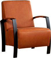 Cognac leren industriële stalen fauteuil Glory - Rancho Leer Cognac (cognac leer) - thumbnail