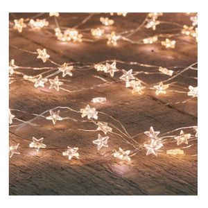 3x Sterretjes kerstverlichting met timer warm wit 1 meter   -