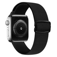 By Qubix - Solo Loop Nylon bandje - Zwart - Compatible met Apple Watch 38mm / 40mm / 41mm / 42mm - Compatible Apple watch bandjes