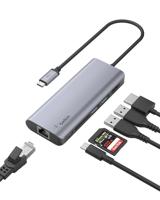 Belkin USB C-hub, 6-in-1 meerpoorts adapterdock met 4K HMDI, USB-C 100 W PD passthrough opladen, 2 x USB A, Gigabit Ethernet-poorten en een SD-kaartlezer voor MacBook Pro, Air, iPad Pro, XPS en meer