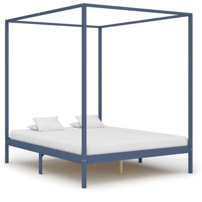 vidaXL Hemelbedframe massief grenenhout grijs 160x200 cm