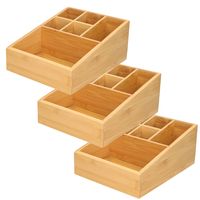 4x stuks make-up/pennen sorteer organizer 6-vaks bakje 17 x 21 x 9 cm bamboe