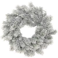 Kerst decoratie groene kerstkrans 35 cm met sneeuw   - - thumbnail