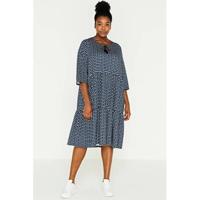 No Secret A-lijn jurk met all over print en open detail donkerblauw/lichtblauw/wit