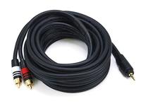 Monoprice - Hoogwaardige audio-adapterkabel 22AWG 4,6 m, 3,5 mm stereo jack / 2 RCA-stekker, zwart (105600)