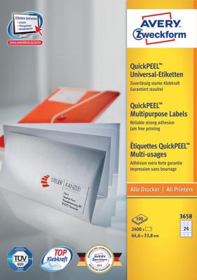 Avery Zweckform 3658Z etiket Wit Rechthoek 2400 stuk(s) Avery Zweckform 3658Z etiket Wit Rechthoek 2400 stuk(s)