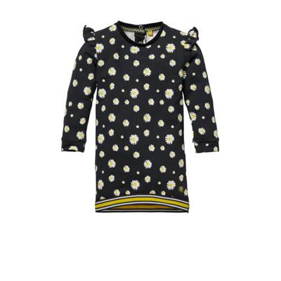 Quapi Mini gebloemde T-shirtjurk Gemma zwart/wit