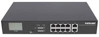 Intellinet 561303 8-Port Gigabit Ethernet PoE+ Switch met 2 RJ45-Uplink-poorten en LCD-scherm 130 W eindspan 19 inch rackmount zwart
