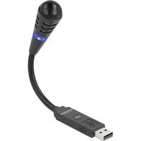 DeLOCK USB-microfoon met zwanenhals en Touch Mute Button voor PC & Notebook, Plug & Play, 66499, zwart