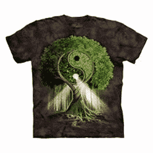 T-Shirt Mountain Artwear Yin Yang Tree Zwart L