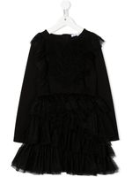 Patrizia Pepe girl robe froncée à manches longues - Noir