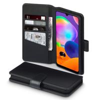 Qubits - luxe echt lederen wallet hoes - Samsung Galaxy A31 - Zwart
