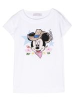 Monnalisa t-shirt Minnie à ornements en cristal - Blanc