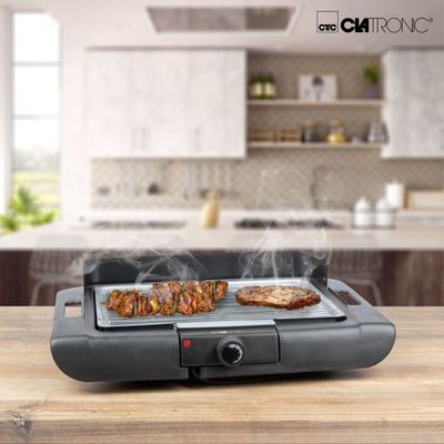 Clatronic BQ3507 Tafelgrill Elektrisch Met windbescherming, Met handmatige temperatuursinstelling Zwart