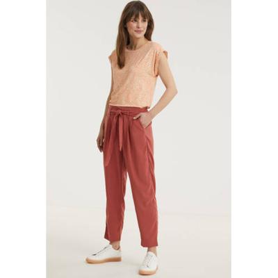 Saint Tropez cropped tapered fit broek Andrea donkerroze