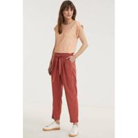 Saint Tropez cropped tapered fit broek Andrea donkerroze