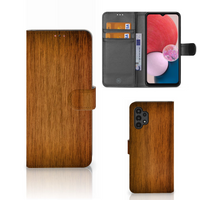 Samsung Galaxy A13 (4G) Book Style Case Donker Hout - thumbnail