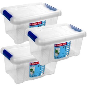 5x Opbergboxen/opbergdozen met deksel 5 liter kunststof transparant/blauw