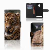 Lenovo C2 Power Telefoonhoesje met Pasjes Luipaard