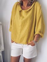 Solid Casual Long Sleeve Blouse - thumbnail