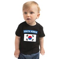 South-Korea t-shirt met vlag Zuid-Korea zwart voor babys - thumbnail