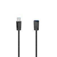 Hama USB A-kabel - USB A (verlengkabel, USB 3.0 A-stekker, USB A-aansluiting, 5 Gbit/s, 0,9 A, 1,5 m) zwart