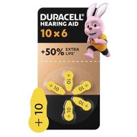 Duracell-batterijen voor gehoorapparaten maat 10 (6 stuks) tot 50% extra levensduur, eenvoudig te gebruiken, 100% recyclebare verpakking
