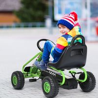 Pedaal Go Kart met Verstelbaar Zitje 4 Wielen Pedaal Aangedreven Loopauto 92 x 50 x 53 cm Groen + Zwart