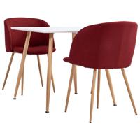 vidaXL 3-delige Eethoek stof wijnrood