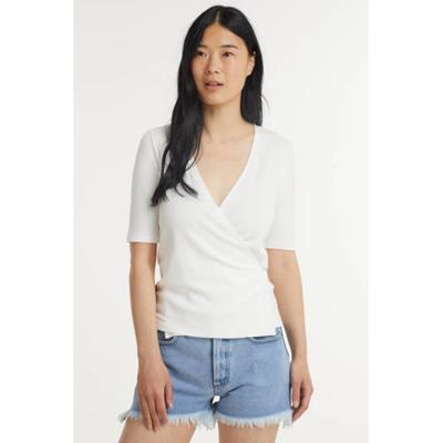 Catwalk Junkie ribgebreide overslag top Grace gebroken wit Catwalk Junkie ribgebreide overslag top Grace gebroken wit