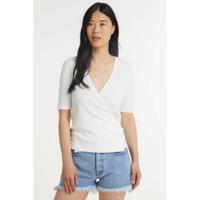 Catwalk Junkie ribgebreide overslag top Grace gebroken wit