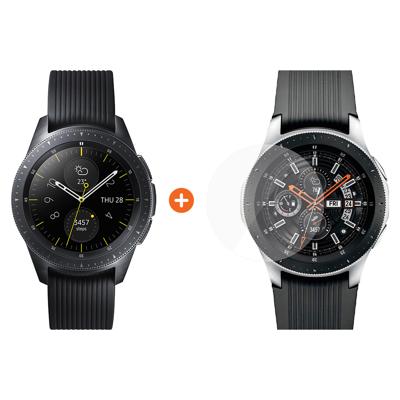 Samsung Galaxy Watch 42mm Midnight Black + PanzerGlass Screenprotector Glas Samsung Galaxy Watch 42mm Midnight Black + PanzerGlass Screenprotector Glas