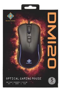 DELTACO GAMING DM120 Gaming-muis Kabelgebonden Optisch Zwart 7 Toetsen 800 dpi, 1200 dpi, 1600 dpi, 2400 dpi, 3200 dpi Verlicht