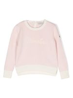 Moncler Enfant pull en laine à logo brodé - Rose