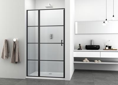 Badstuber Stripe douchedeur met zwarte profielen 100x195cm Badstuber Stripe douchedeur met zwarte profielen 100x195cm