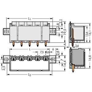 WAGO 2092-3405/005-000 Male behuizing (board) 2092 Totaal aantal polen: 5 Rastermaat: 7.50 mm Inhoud: 100 stuk(s)