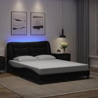 vidaXL Bedframe met LED-verlichting kunstleer zwart 140x190 cm, bed, bed ombouw, tweepersoonsbed, bedbodem, slaapkamermeubel, 2 persoonsbed, logeerbed