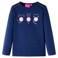 Kindershirt met lange mouwen dierenprint 116 marineblauw - thumbnail