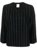 Allude pull nervuré à rayures strassées - Noir