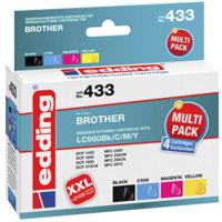 Edding Inktcartridge vervangt Brother LC-980BK, LC-980C, LC-980M, LC-980Y Compatibel Combipack Zwart, cyaan, magenta, geel EDD-433 18-433 - thumbnail