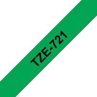 Labeltape Brother TZe, TZ TZe-721 Tapekleur: Groen Tekstkleur:Zwart 9 mm 8 m - thumbnail