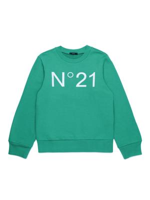 Nº21 Kids Katoenen sweater met logoprint - Groen