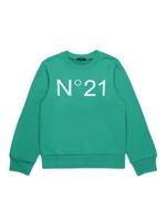 Nº21 Kids Katoenen sweater met logoprint - Groen