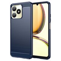 Realme C53/Narzo N53 Geborsteld TPU Hoesje - Koolstofvezel - Blauw - thumbnail