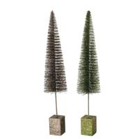 Boltze Home everlands kunstkerstboom Tarvo Glitter H50cm Dia11cm Bruin/groen - thumbnail