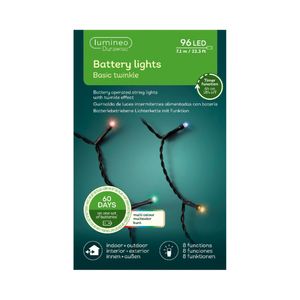 LED Durawise twinkle buitenverlichting op batterij gekleurd 96 lampjes   -